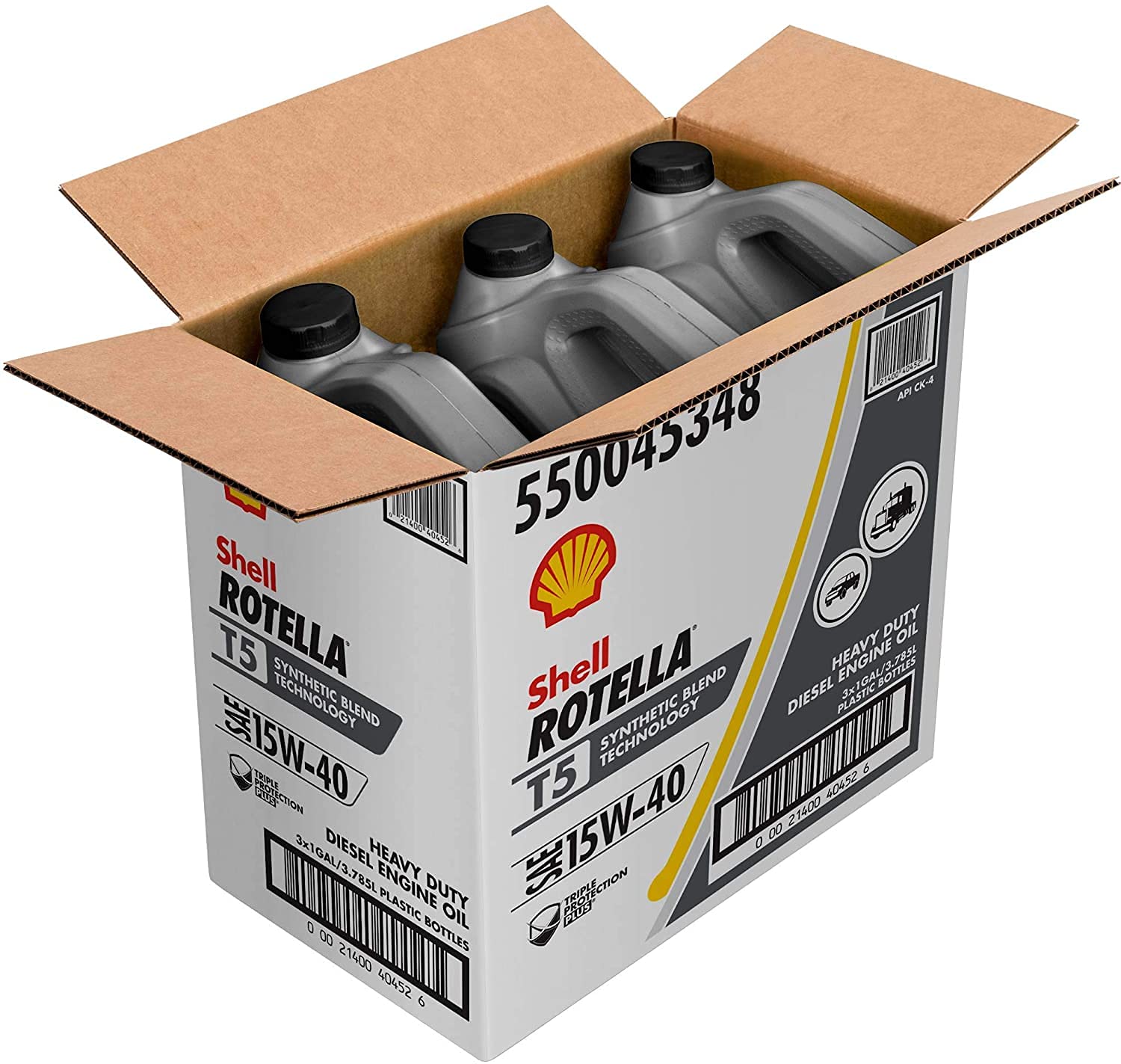 Shell Rotella T5 Synthetic Blend 15W-40 Diesel Engine Oil (1 Gallon, Case of 3)