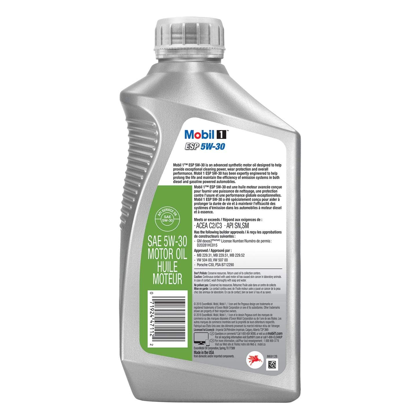 Mobil 1 124044 ESP Formula Engine Oil 5W30 1 Quart Bottles Set of 6